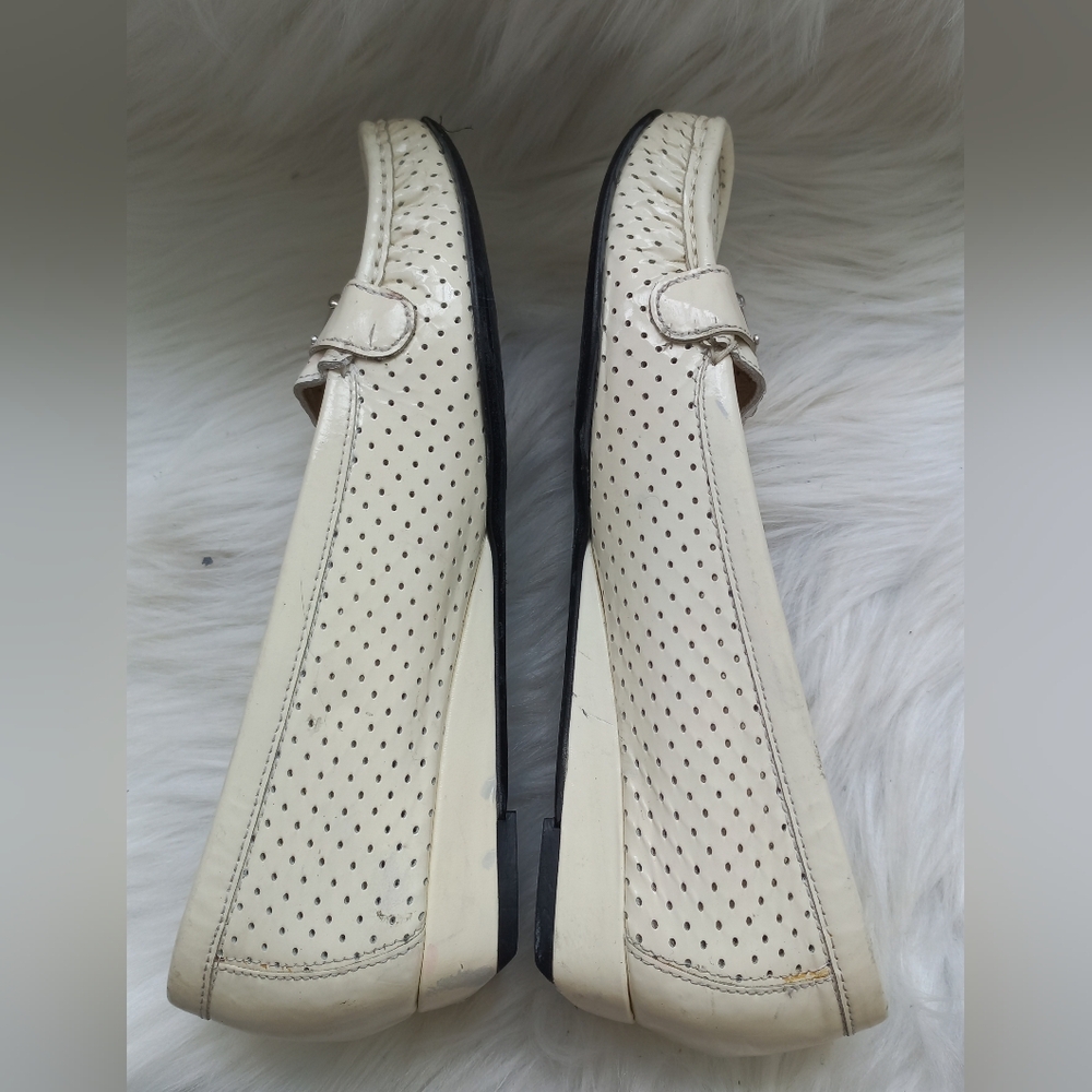 Stuart Weitzman Women's Cream Loafer with Silver Buckle - Picture 6 of 15